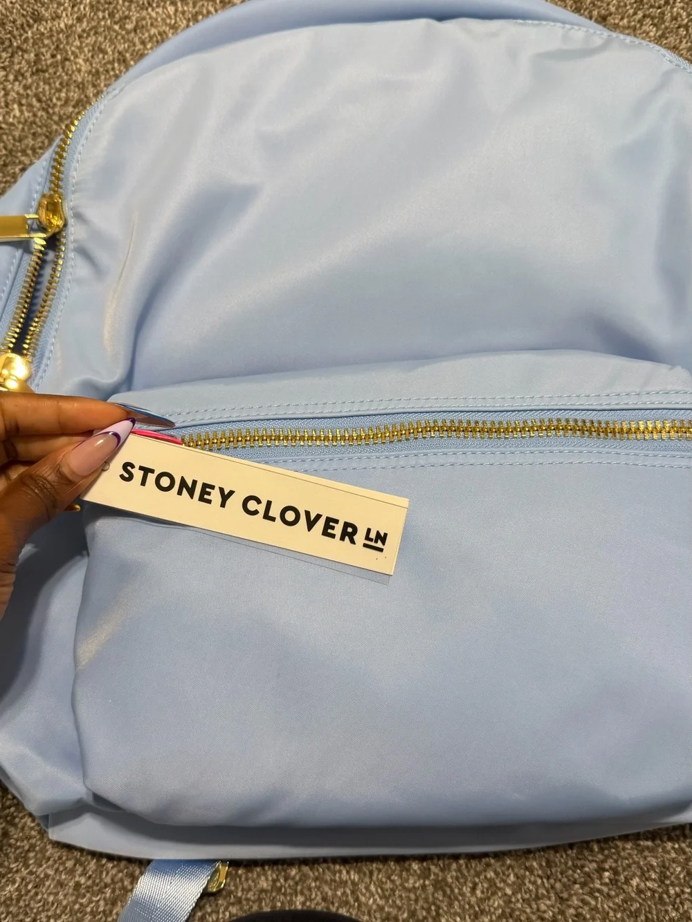 Stoney Clover Lane Periwinkle Light Blue Backpack